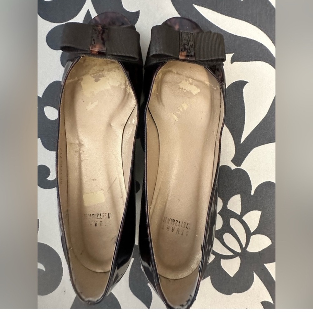 Stuart Weitzman Tortoise Shell Patent Peep
Toe Heels - Picture 7 of 12